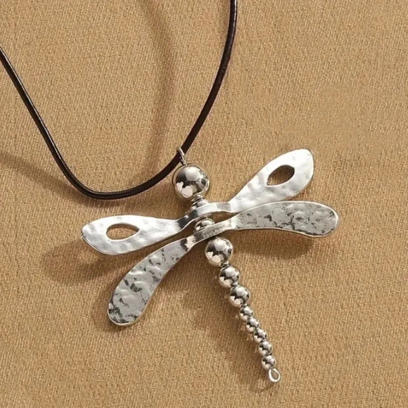 Dragonfly Vintage Statement Pendant Necklace, Bohemian, Boho, Tribal - Picture 5 of 5